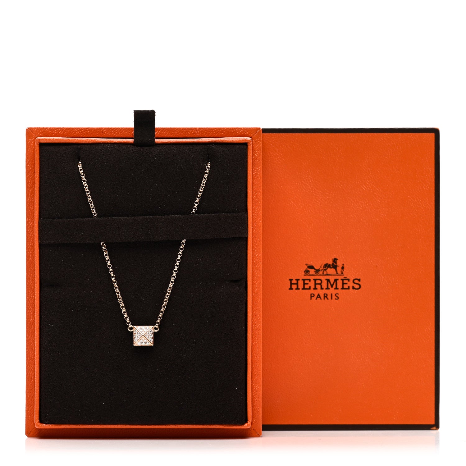 Hermes 18K Rose Gold Diamond Clou d'H Pendant Necklace 5 of 5