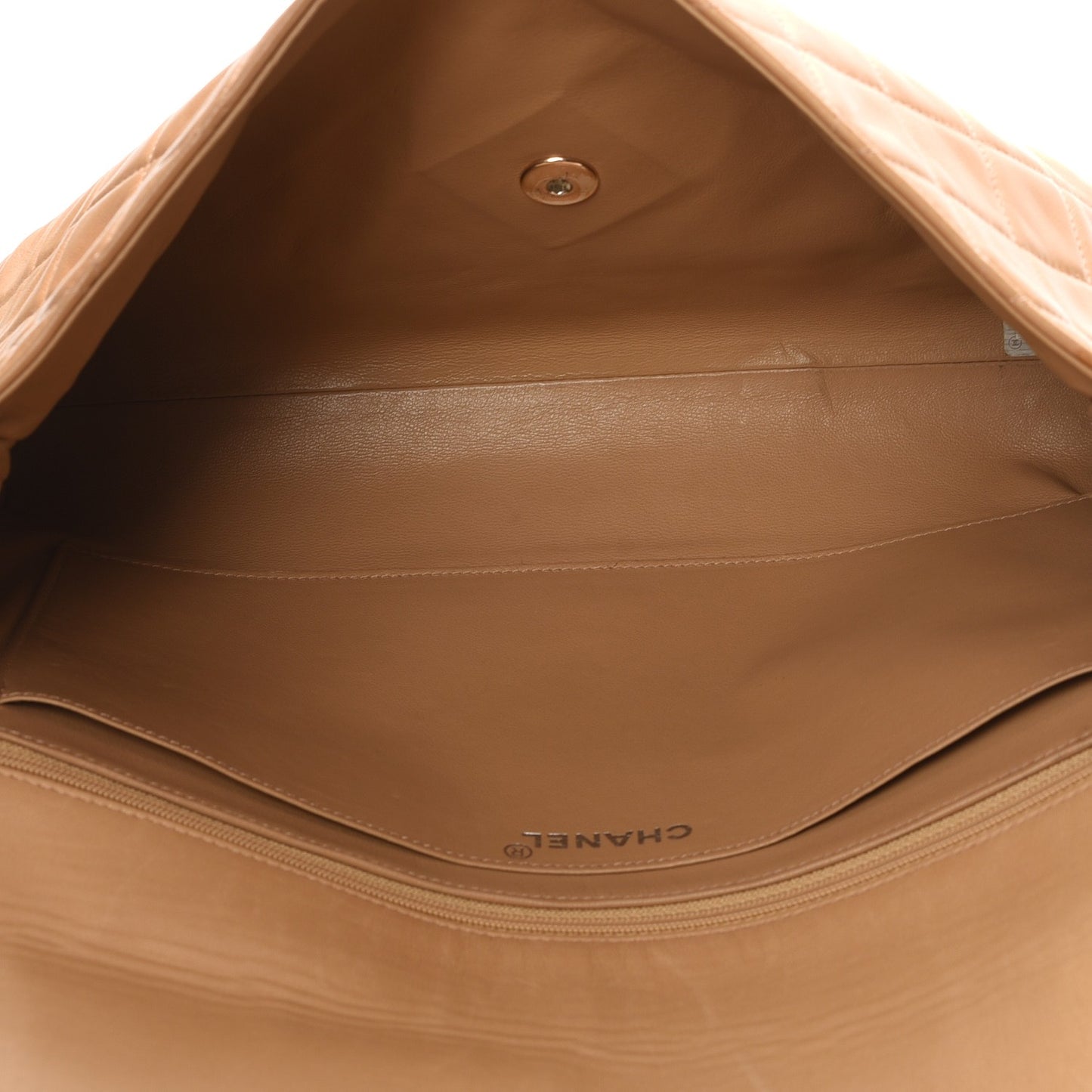 Lambskin Quilted Clutch Flap Beige