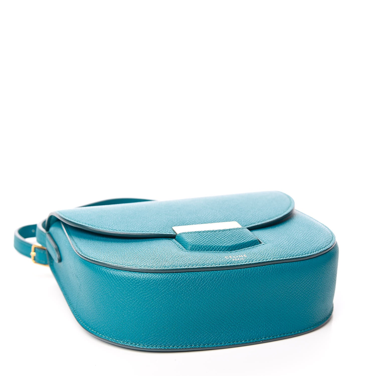 Celine Grained Calfskin Small Trotteur Teal Blue 4 of 10