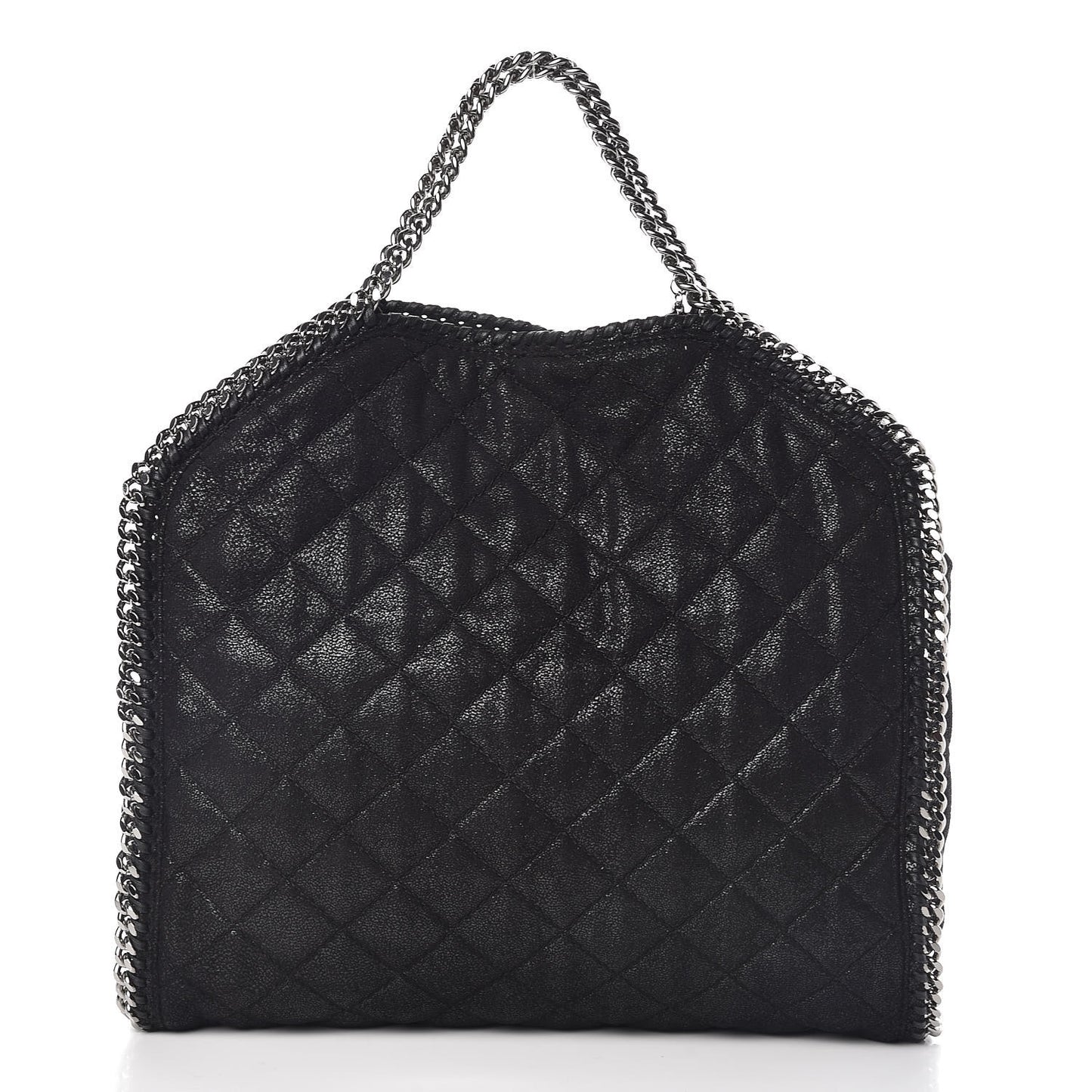 Shaggy Deer Quilted Falabella Fold Over Tote Black