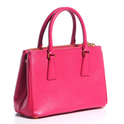 Prada Saffiano Lux Mini Double Zip Tote Peonia 4 of 13