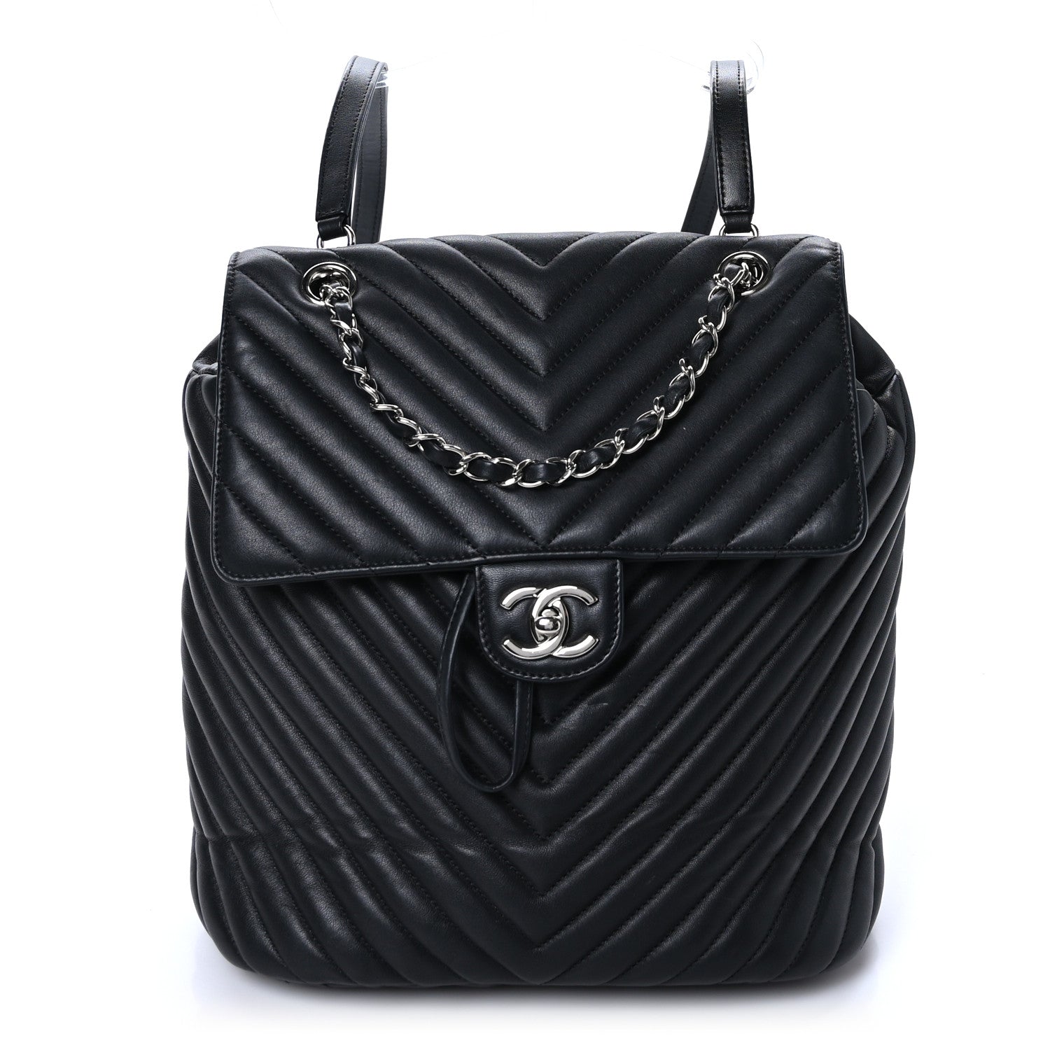 Chanel Calfskin Chevron Quilted Large Urban Spirit Backpack Black 1 of 10