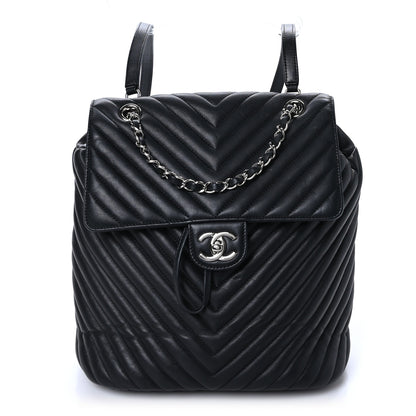 Chanel Calfskin Chevron Quilted Large Urban Spirit Backpack Black 1 of 10