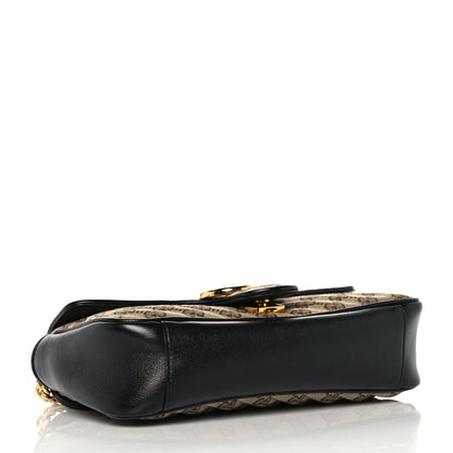 Gucci Monogram Matelasse Diagonal Small GG Marmont Shoulder Bag Beige Black 4 of 9