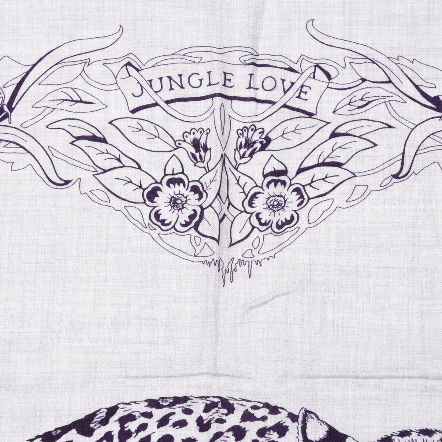Cashmere Silk Jungle Love Tattoo Shawl 140 Gris Chine Iris