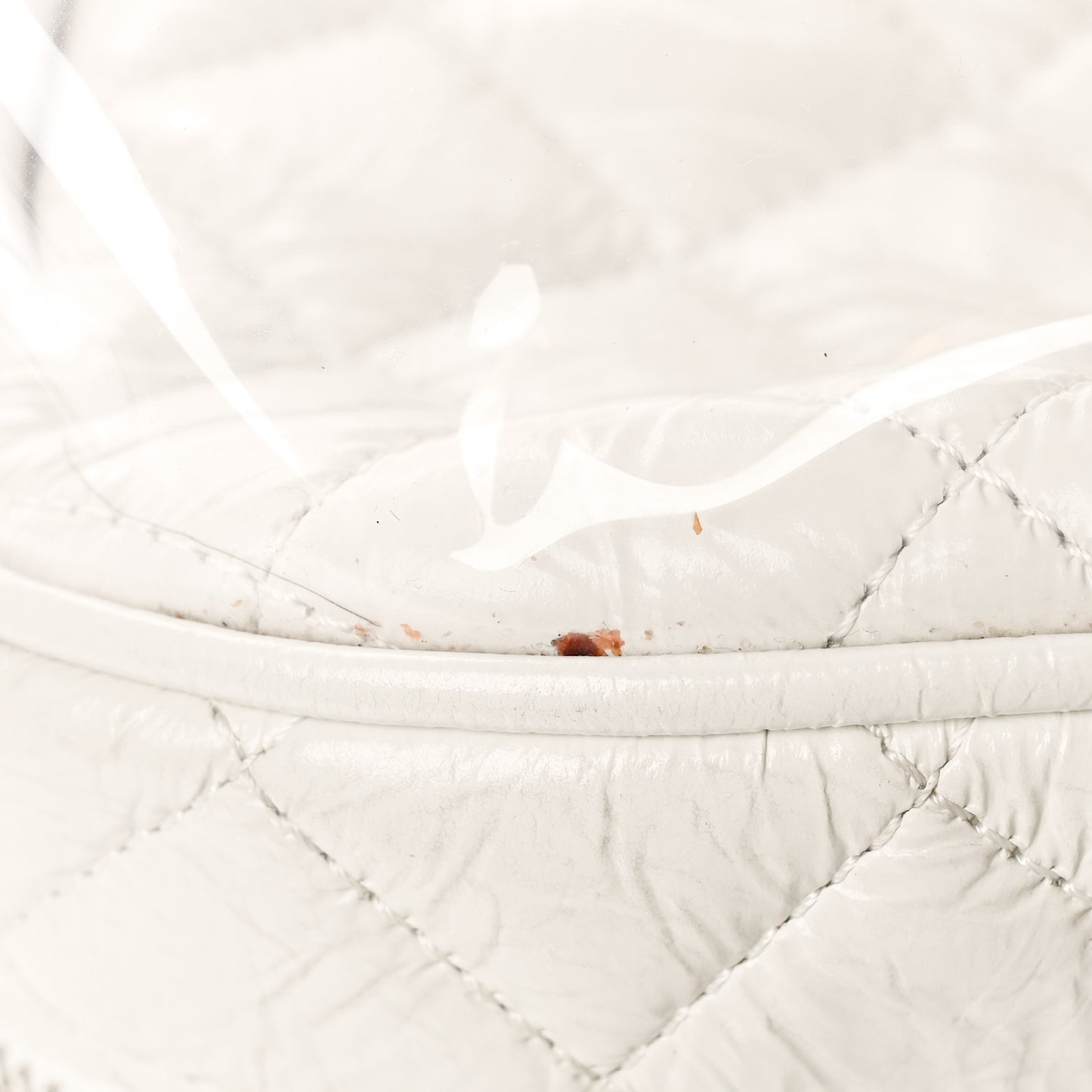 Crumpled Calfskin PVC Quilted Backpack White