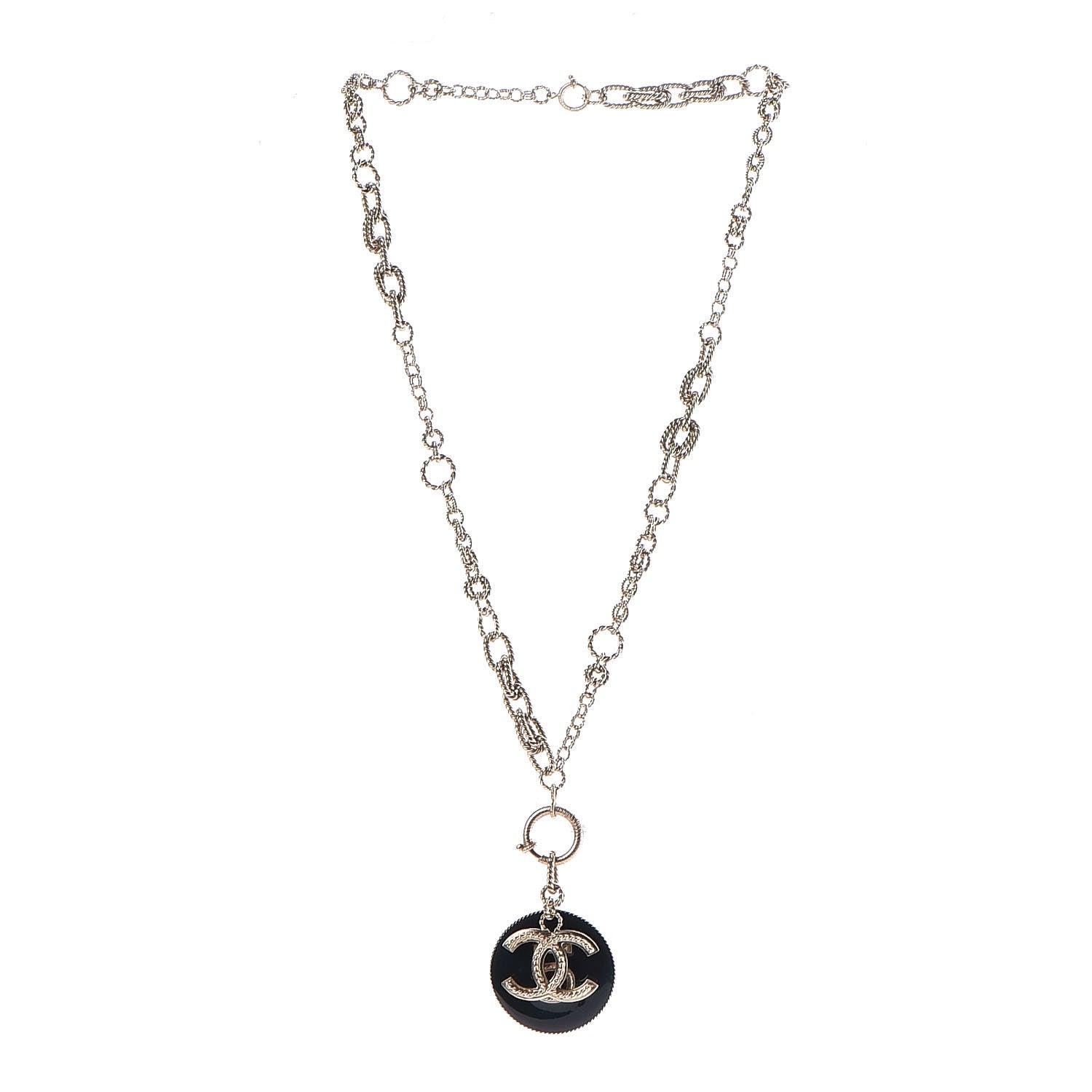 Chanel Resin CC 5 Pendant Necklace Gold Blue 3 of 7