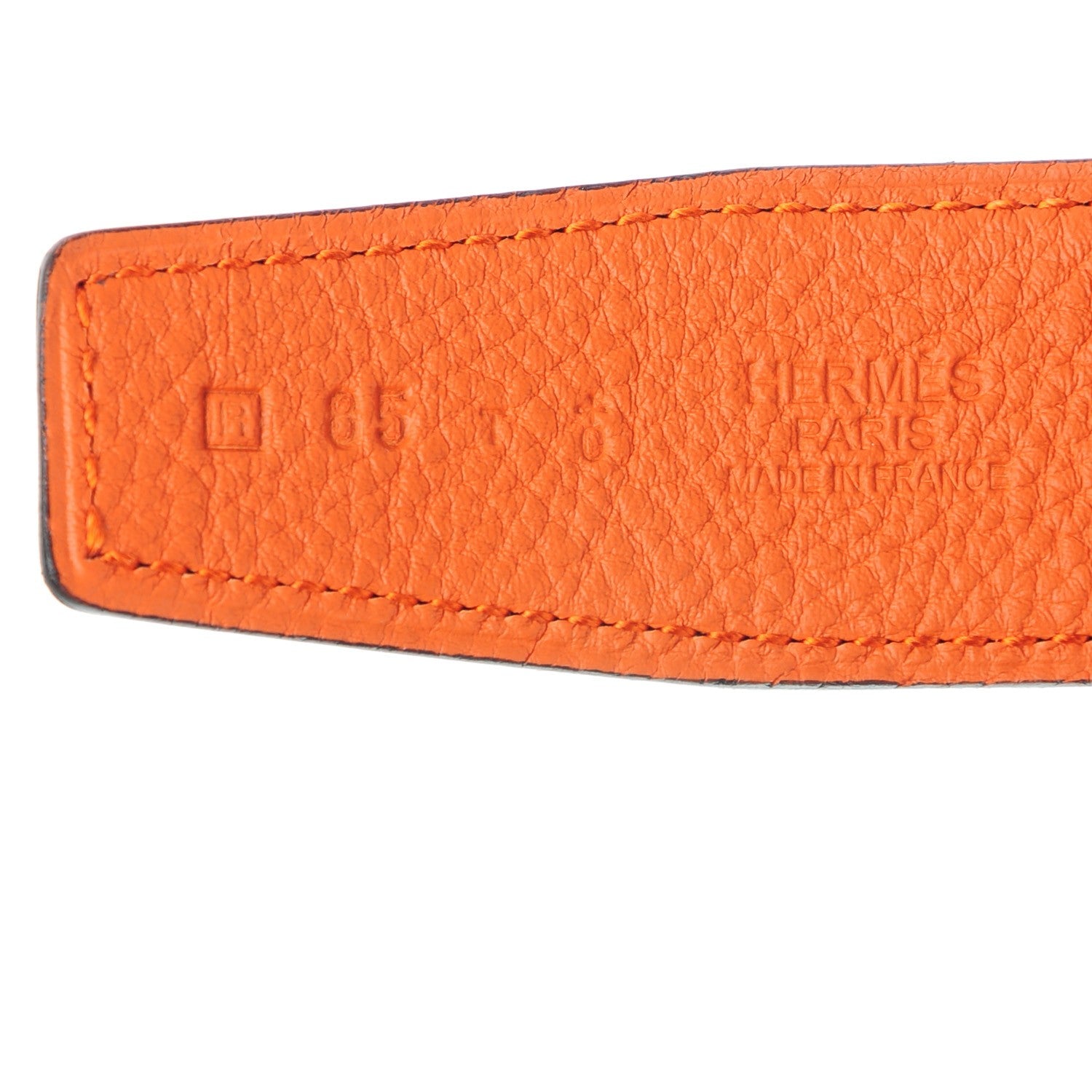 Hermes Box Togo 32mm H Belt 85 Black Orange 3 of 8