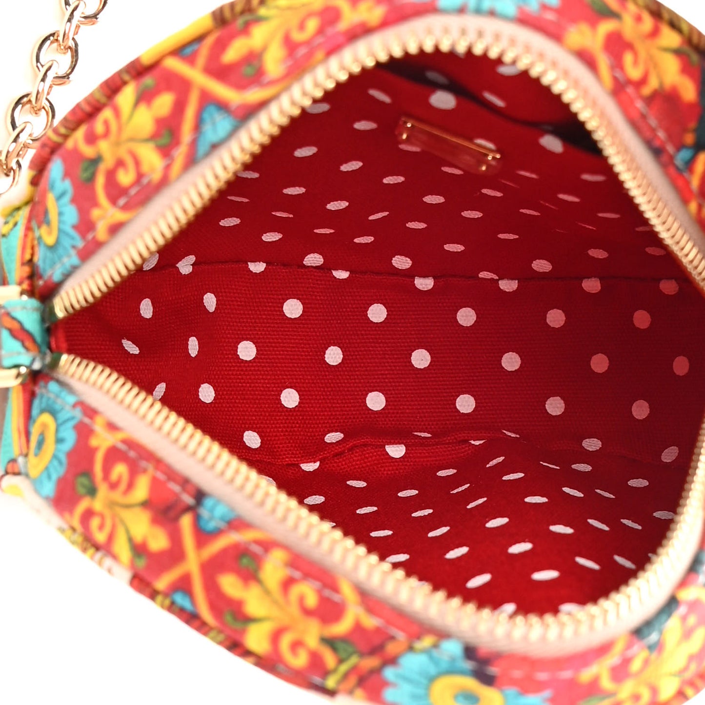 Fabric Floral Print Round Crossbody Multicolor