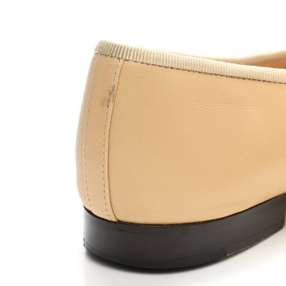 Chanel Lambskin Cap Toe CC Ballerina Flats 38 Beige Black 9 of 13