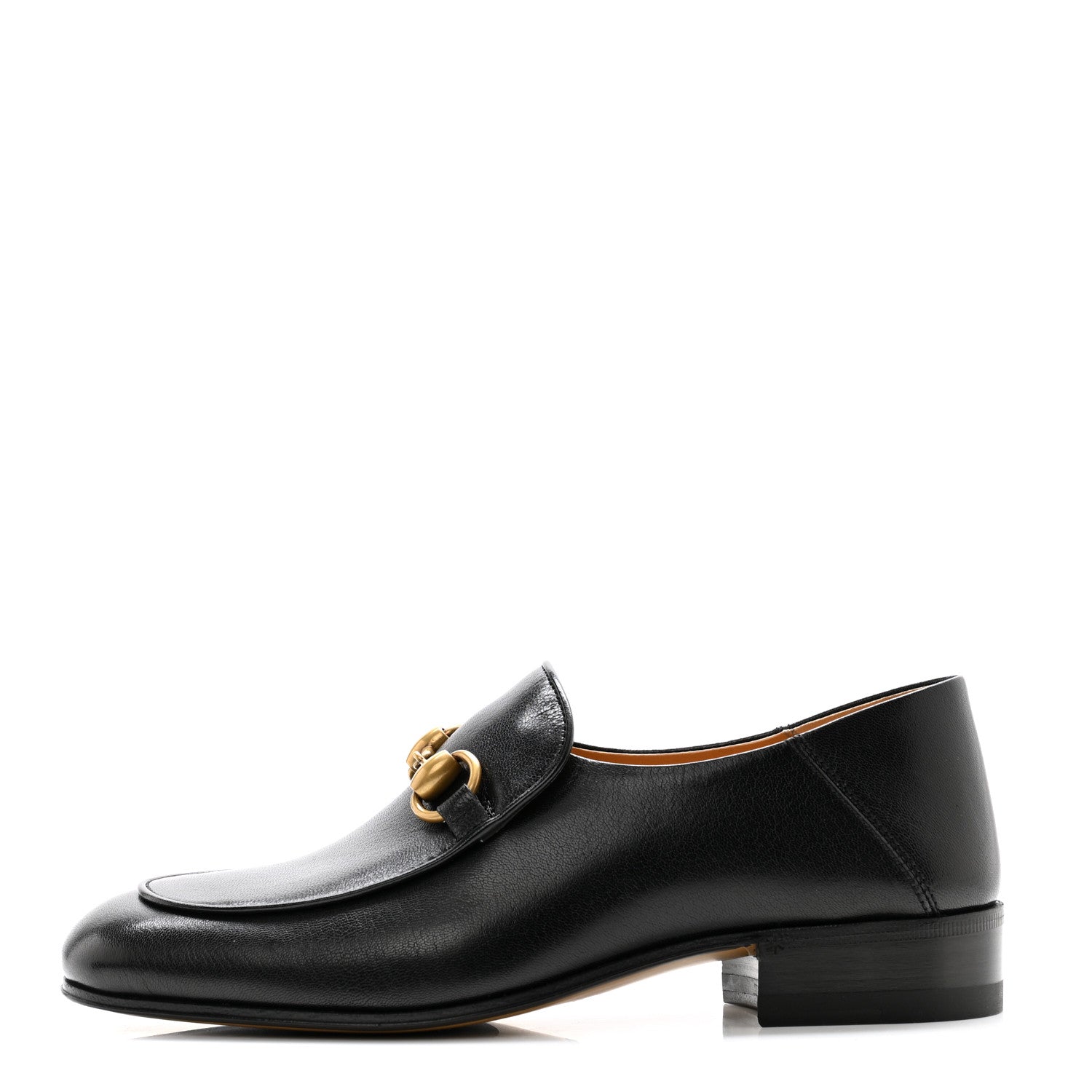 Gucci Goatskin Womens Horsebit Mid-Heel Loafers 35 Black 1 of 12