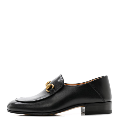 Gucci Goatskin Womens Horsebit Mid-Heel Loafers 35 Black 1 of 12