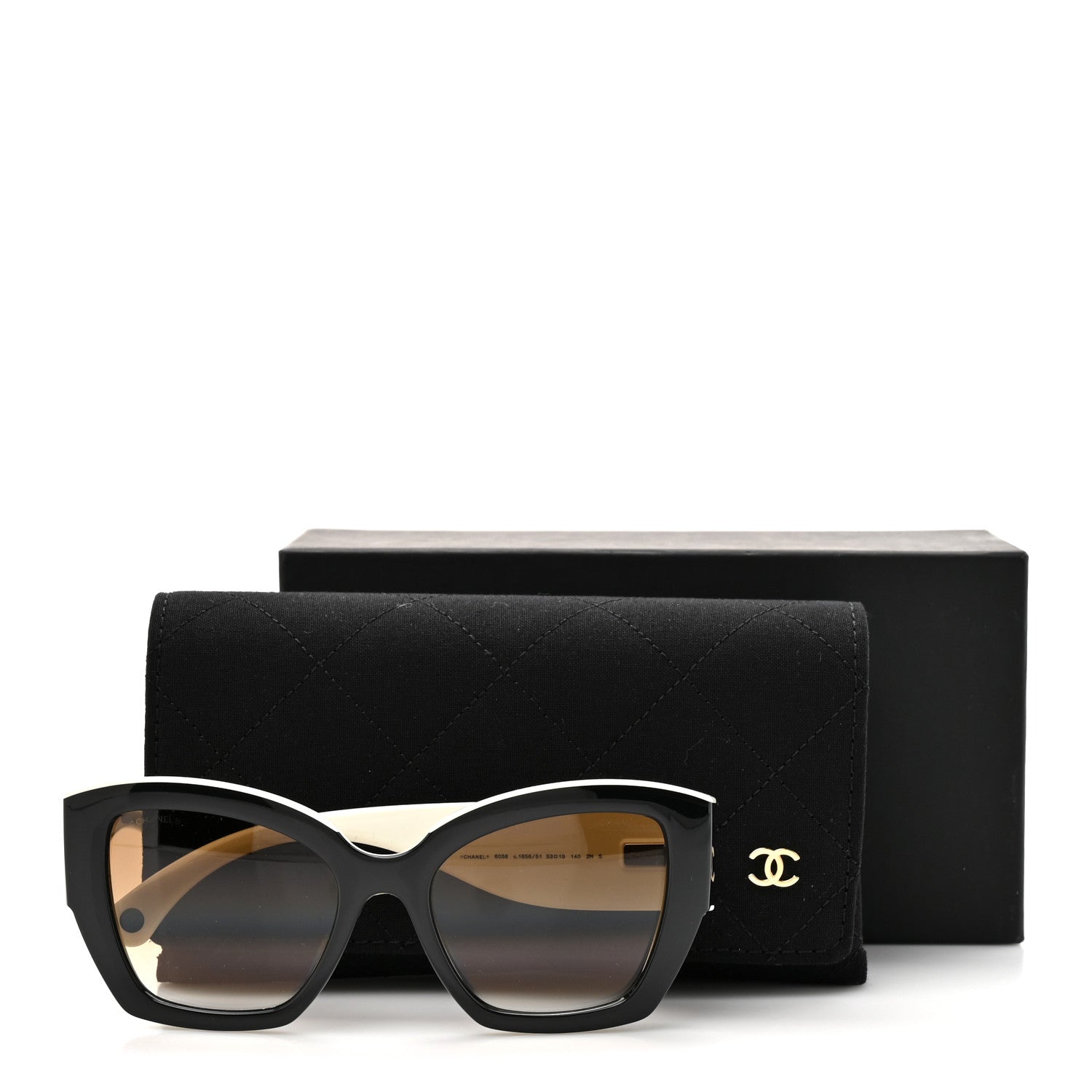 Chanel Acetate Butterfly Large CC Sunglasses 6058 Black White 8 of 8