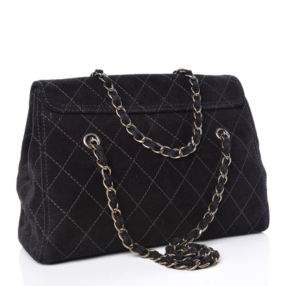 Chanel Suede Diamond Stitched Flap Bag Black 3 of 17