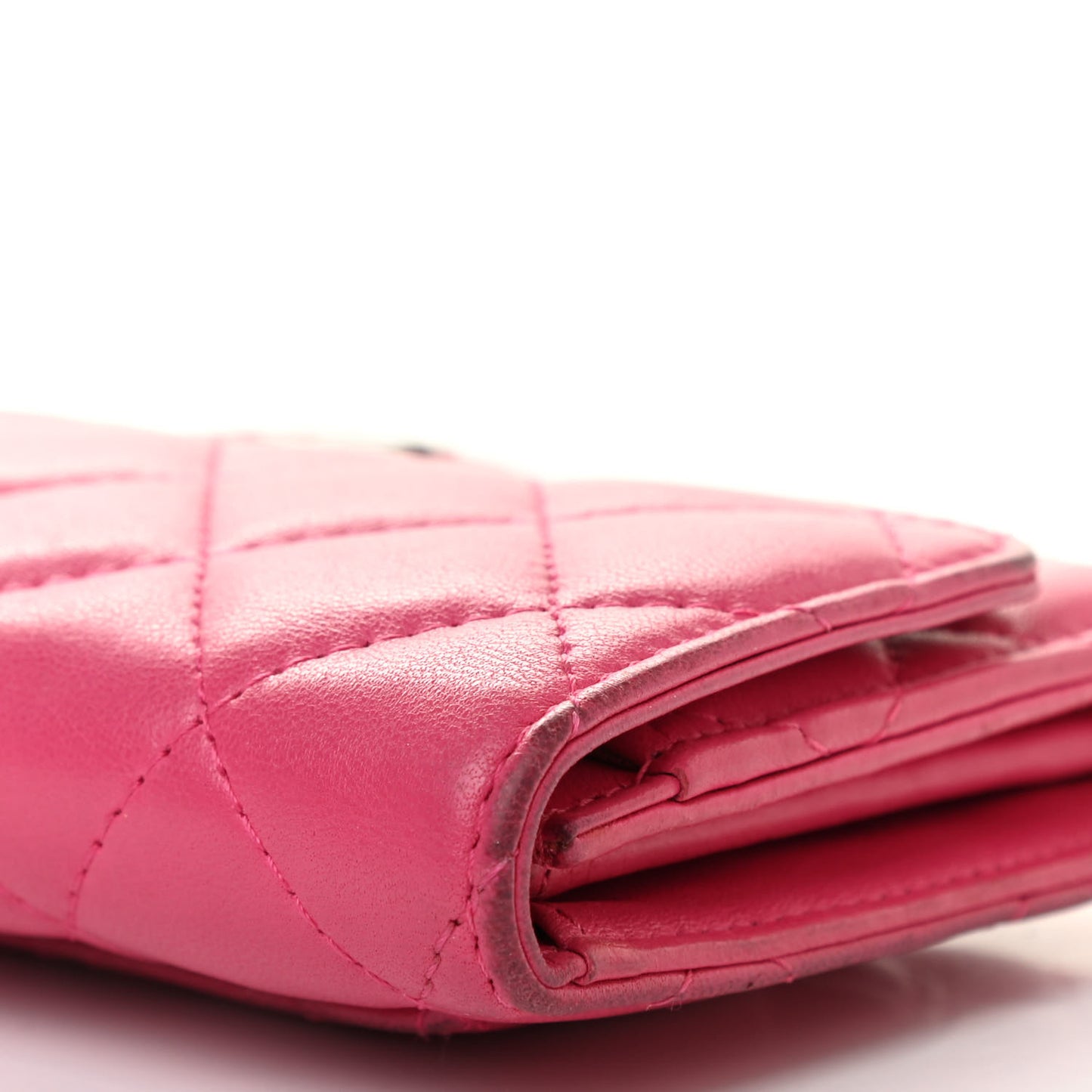 Lambskin Quilted Small Flap Wallet Pink
