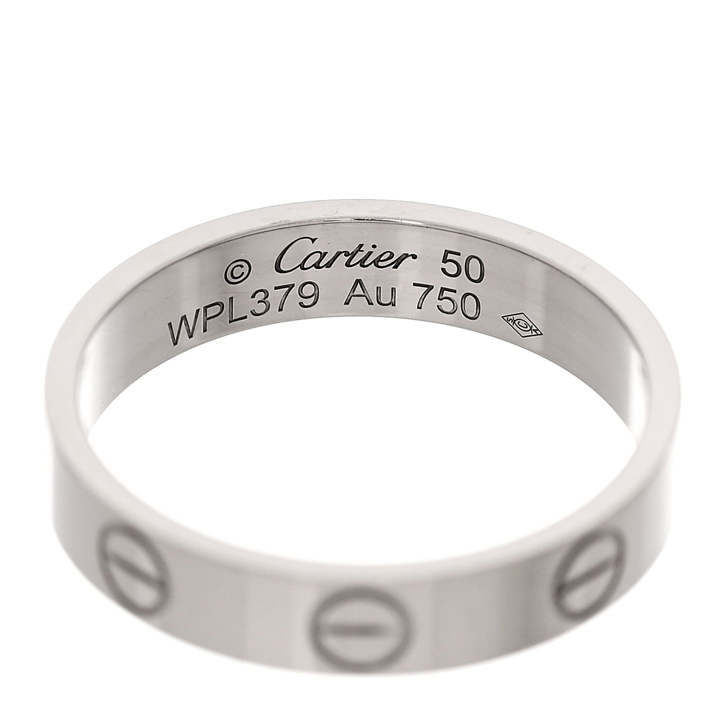 18K White Gold 3.5mm LOVE Wedding Band Ring 50 5.25