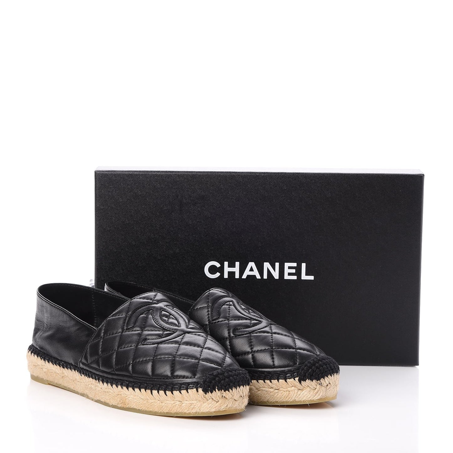 Lambskin Quilted CC Espadrilles 38 Black