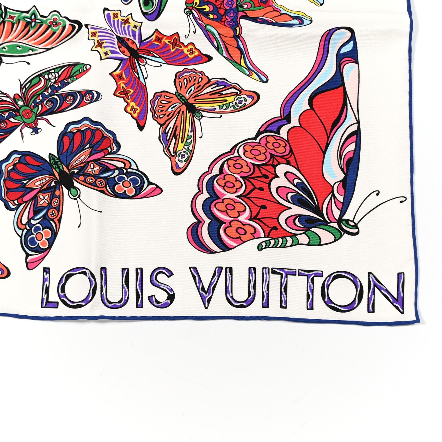 Silk World Of Love Butterfly Scarf White