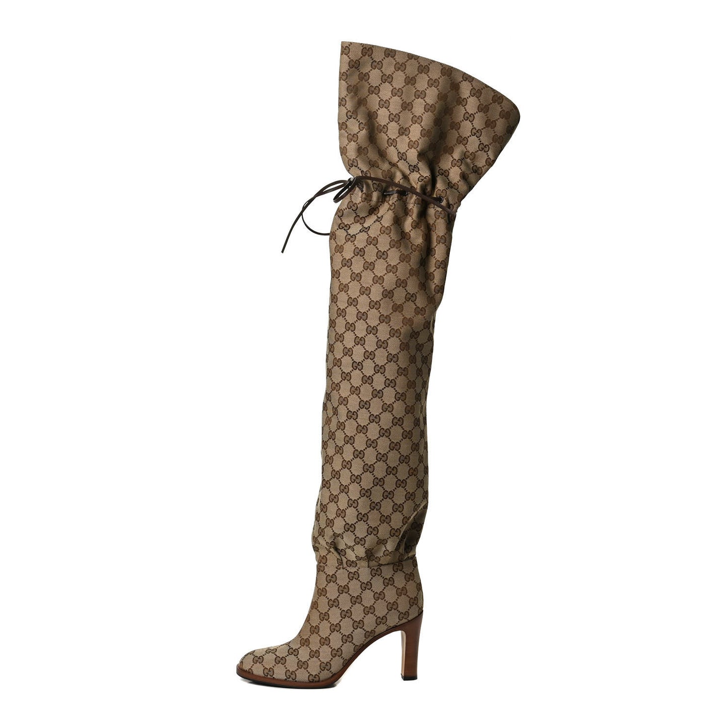 Monogram Over the Knee Boots 39 Beige Ebony