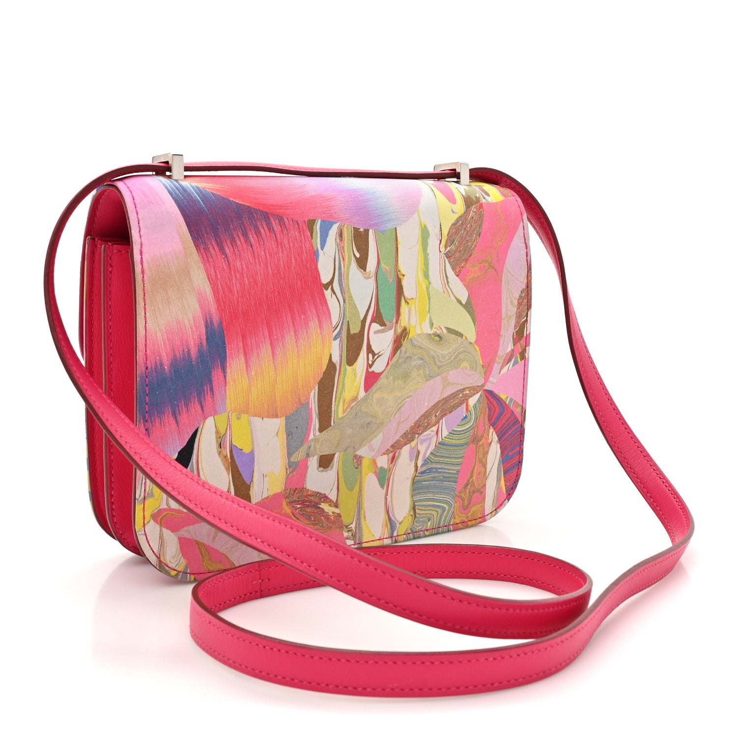 Hermes Swift Silk Marble Printed Constance 18 Rose Azalee Rose Mexico 3 of 14