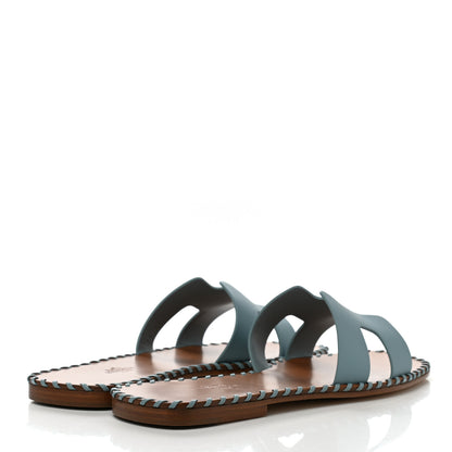 Hermes Box Calfskin Braided Oran Sandals 38 Vert D'Eau 4 of 9