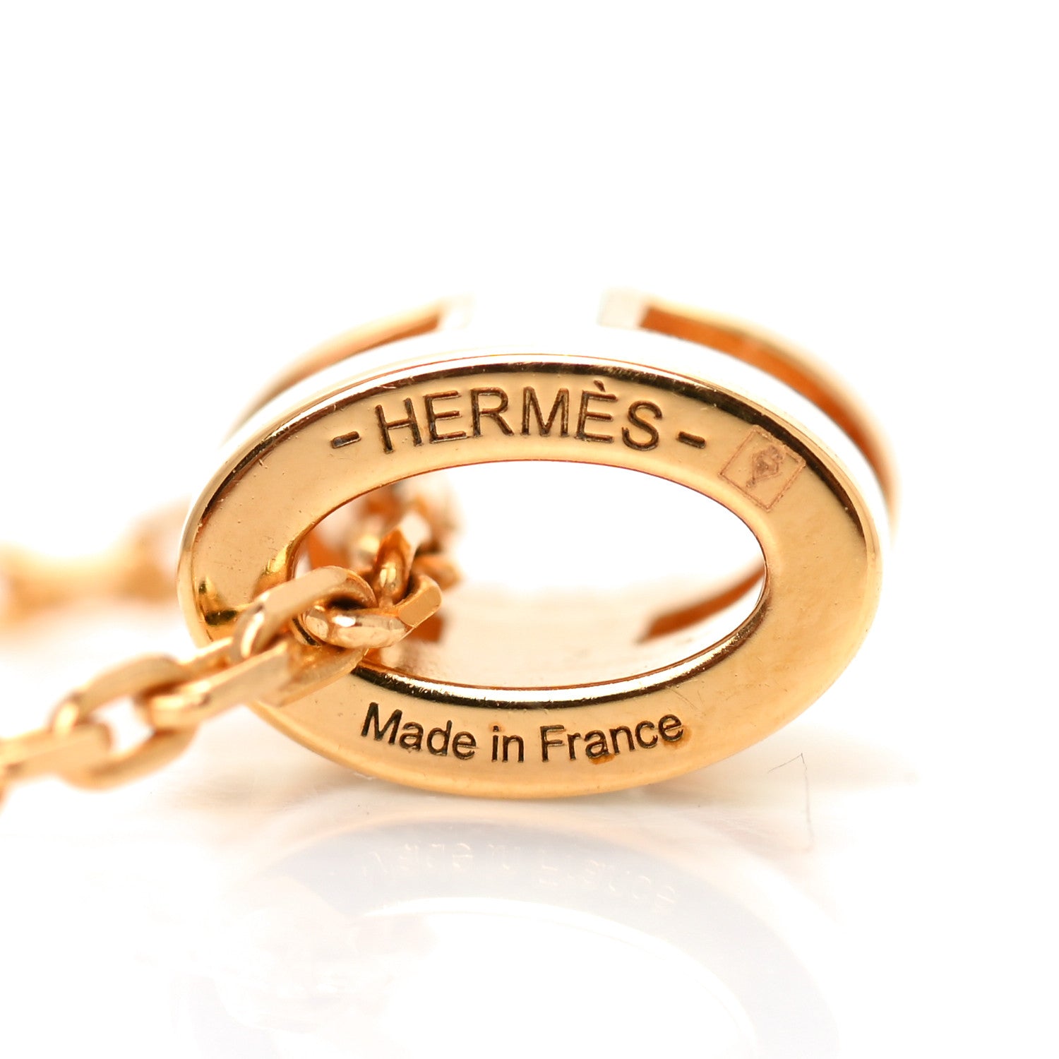 Hermes Lacquered Gold Mini Pop H Pendant Necklace White 5 of 5
