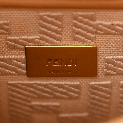 Fendi Vitello Seta Canvas FF Embroidered Mini Peekaboo Iconic Satchel Miele Scuro Poudre 7 of 11