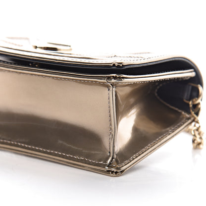 Christian Dior Metallic Patent Micro-Cannage Baby Diorama Flap Bag Champagne 10 of 11