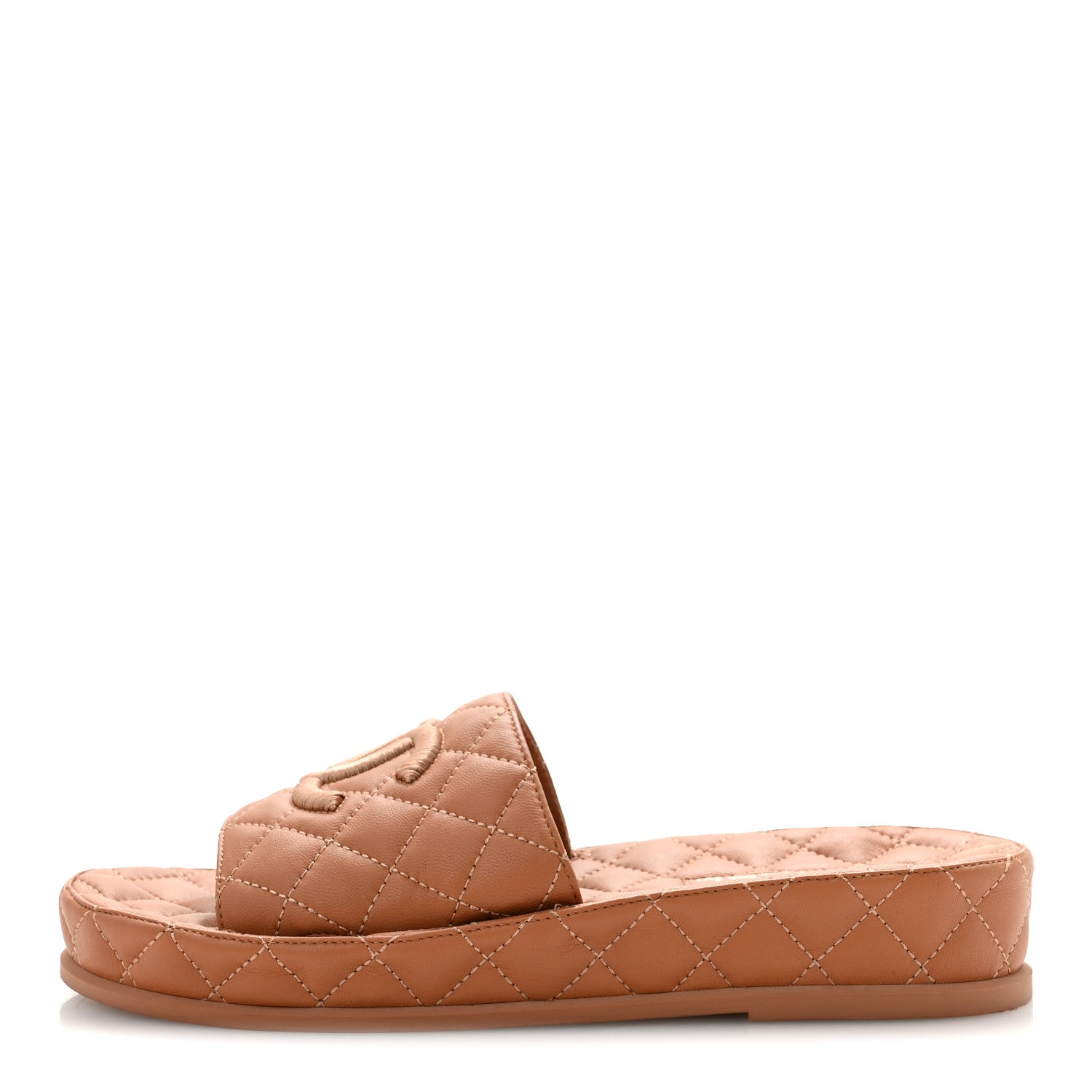 Chanel Lambskin Quilted CC Mules Sandals 39 Brown 1 of 10