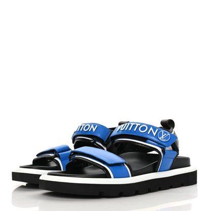 Louis Vuitton Calfskin Monogram Pool Pillow Flat Comfort Sandals 38 Blue 3 of 8