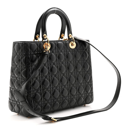 Christian Dior Lambskin Cannage Large Lady Dior Black 3 of 11