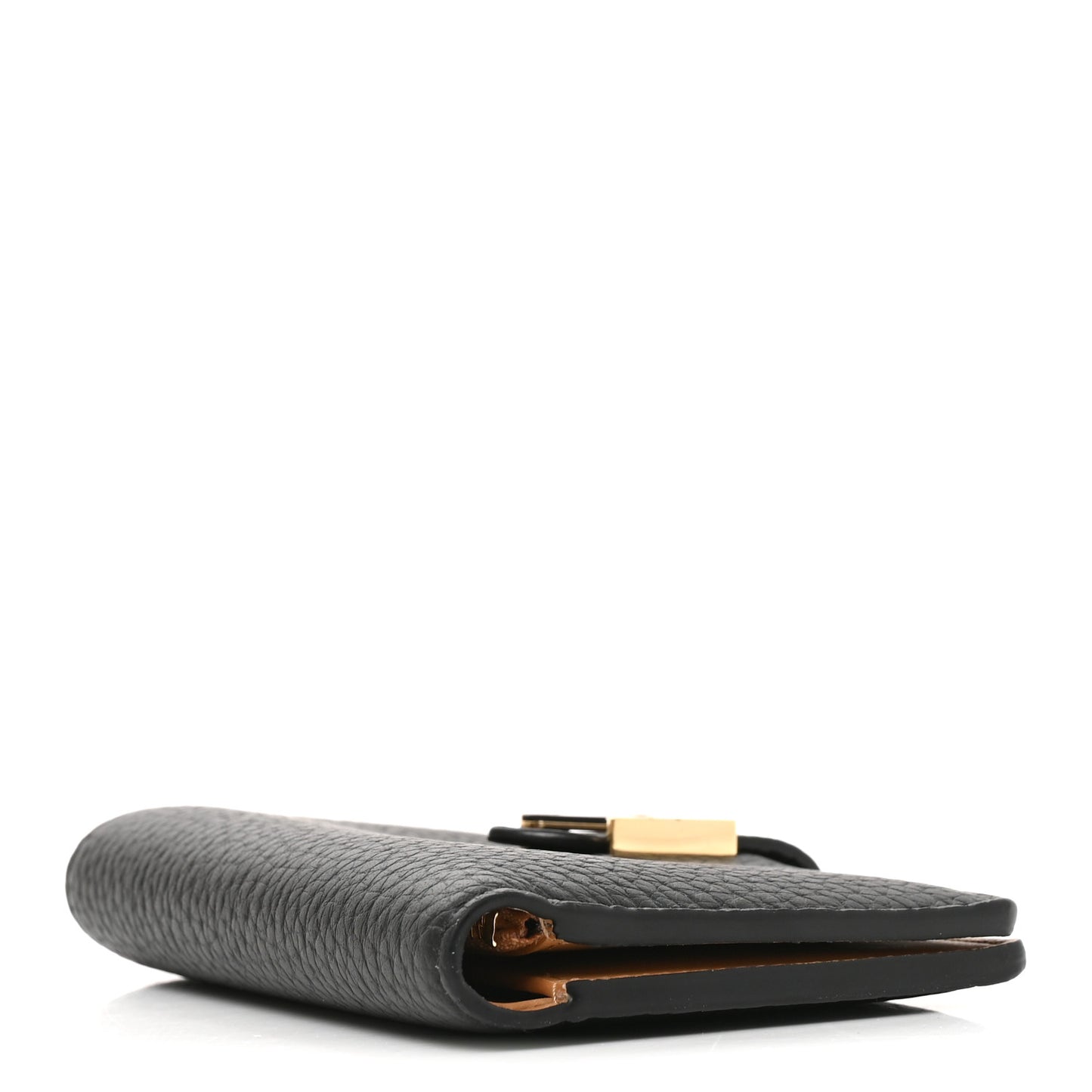 Taurillon Capucines Vertical Compact Wallet Black