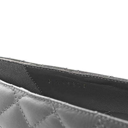 Chanel Calfskin Lambskin Quilted CC Ballerina Flats 37.5 Grey Black 8 of 10