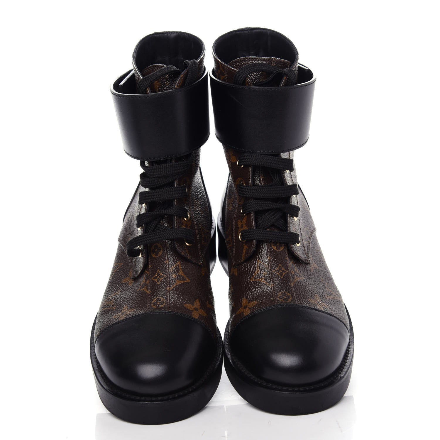 Louis Vuitton Calfskin Monogram Wonderland Flat Ranger Boots 37 Black 5 of 10