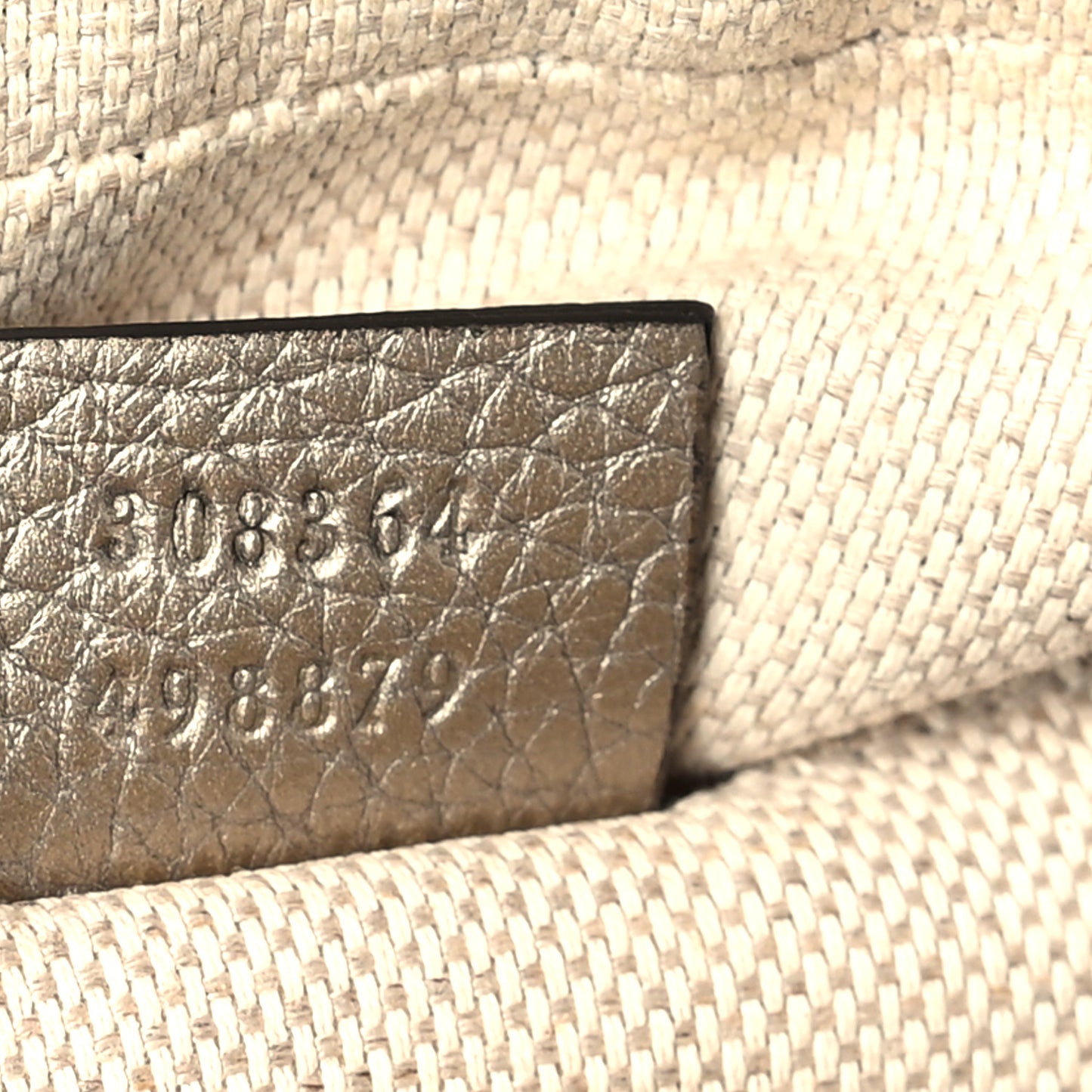 Metallic Pebbled Calfskin Small Soho Disco Bag Golden Beige