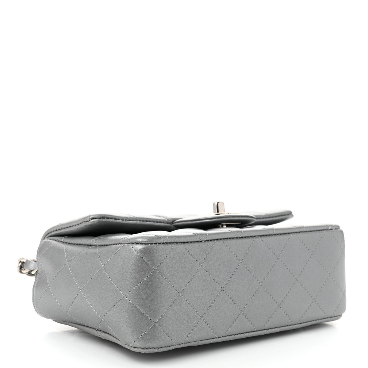 Chanel Metallic Lambskin Quilted Mini Rectangular Flap Silver 4 of 10
