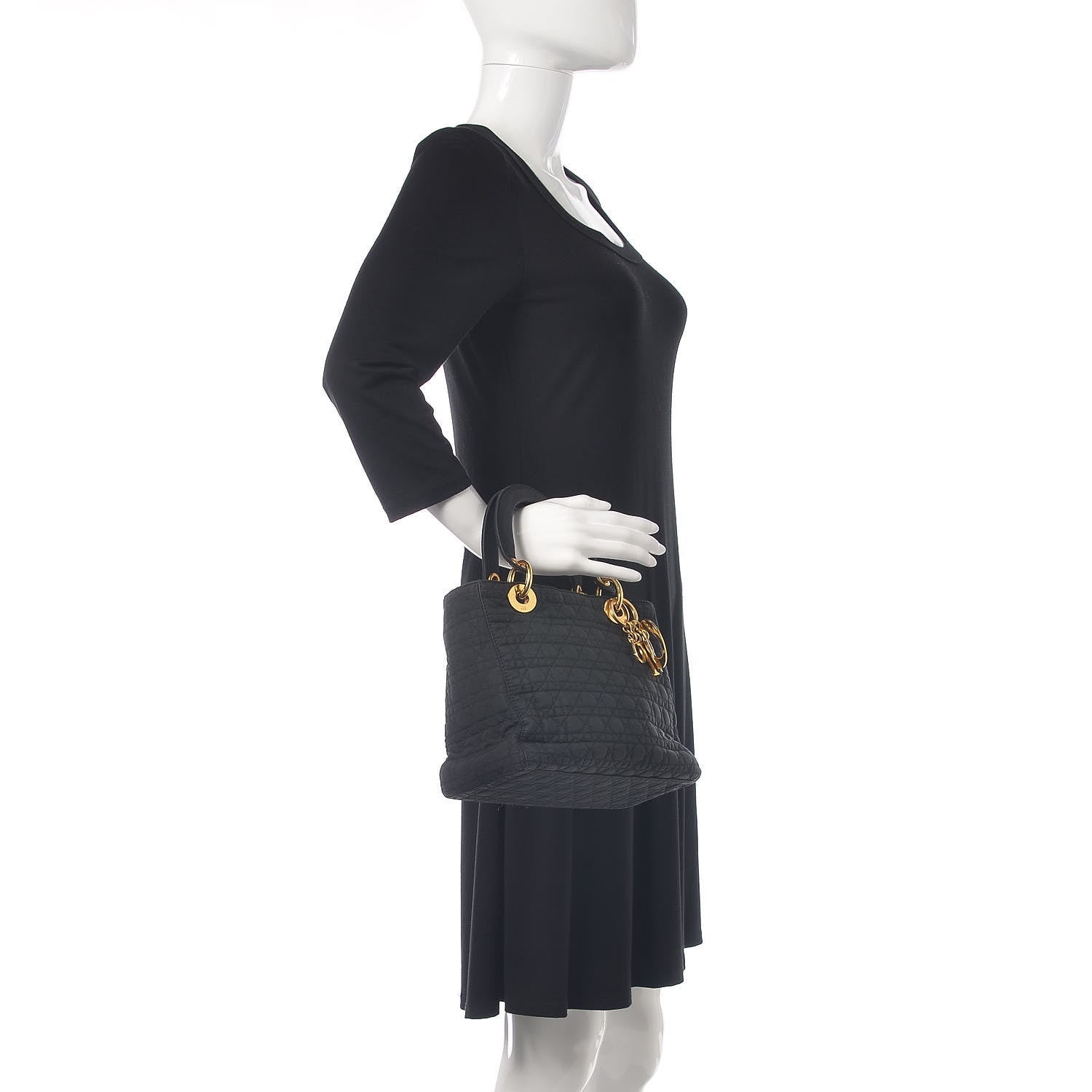 Christian Dior Nylon Cannage Medium Lady Dior Black 2 of 15