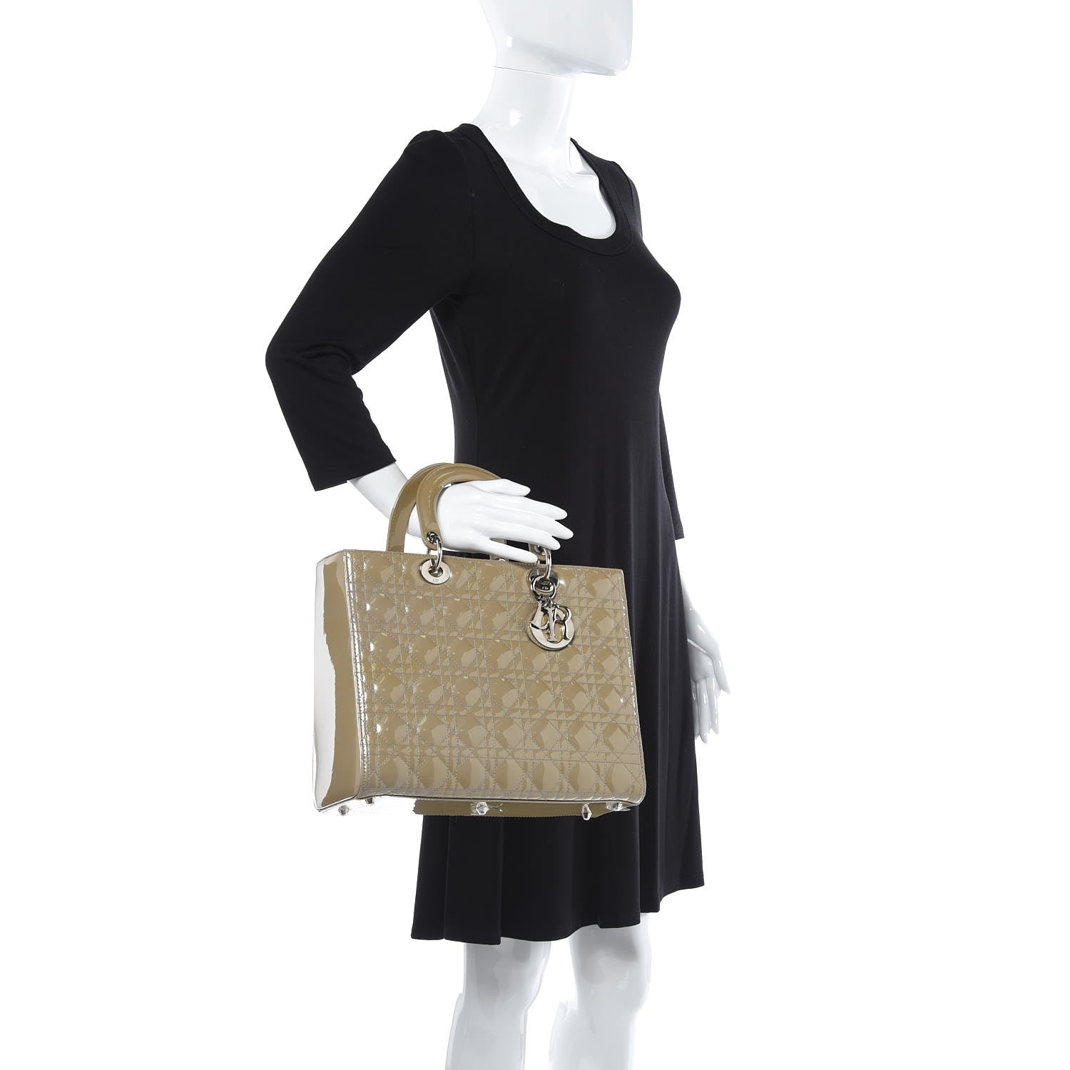 Christian Dior Patent Cannage Large Lady Dior Beige 2 of 7