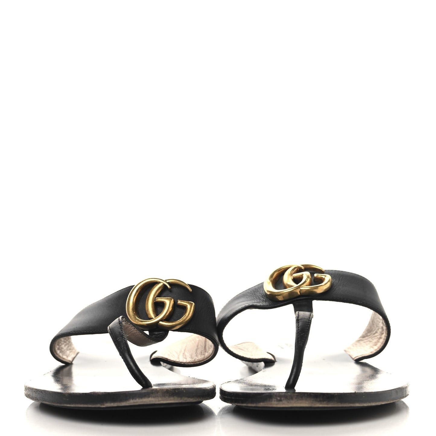 Calfskin GG Marmont Thong Sandals 38.5 Black