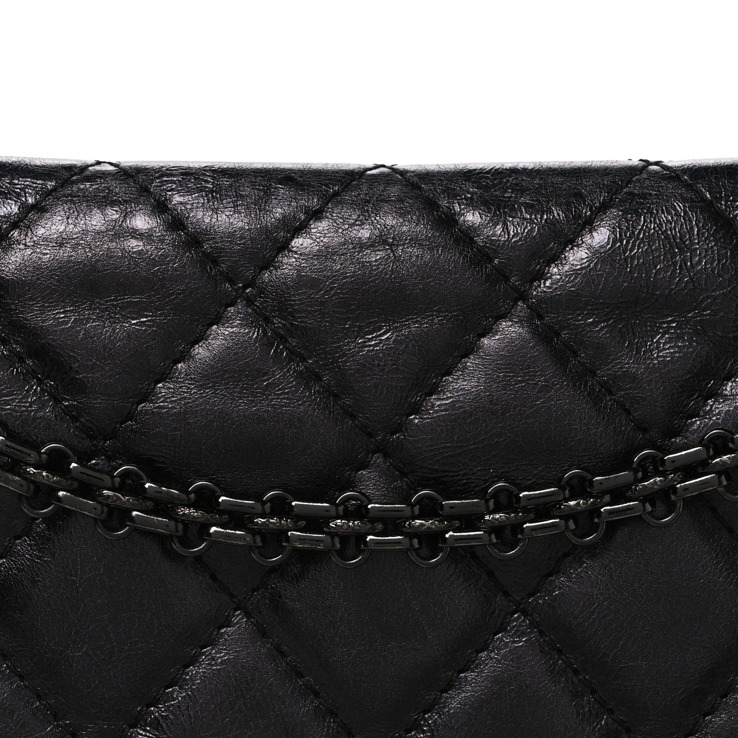 Metallic Aged Calfskin Quilted 2.55 Reissue 227 Flap So Black