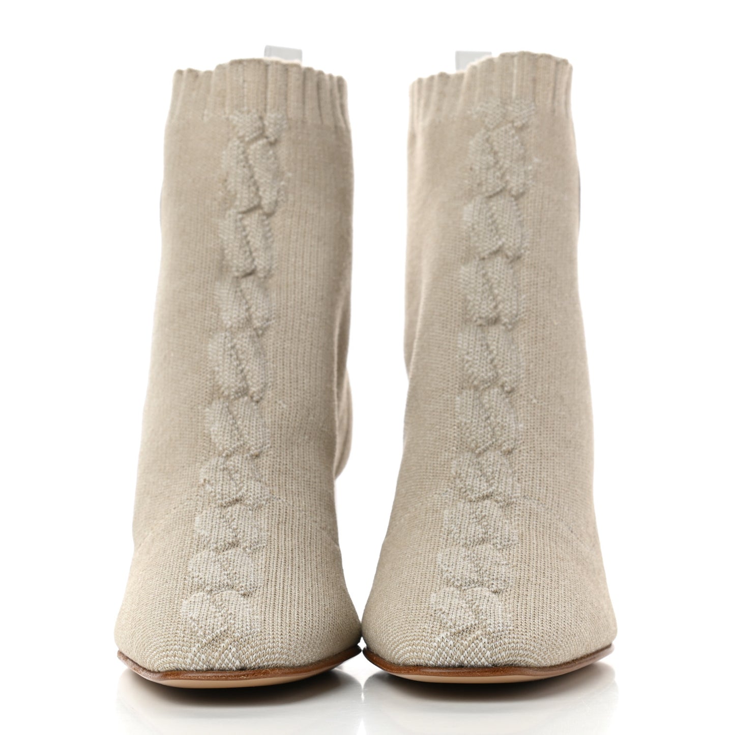 Knit Calfskin Volver 60 Ankle Boots 37 Nocciola