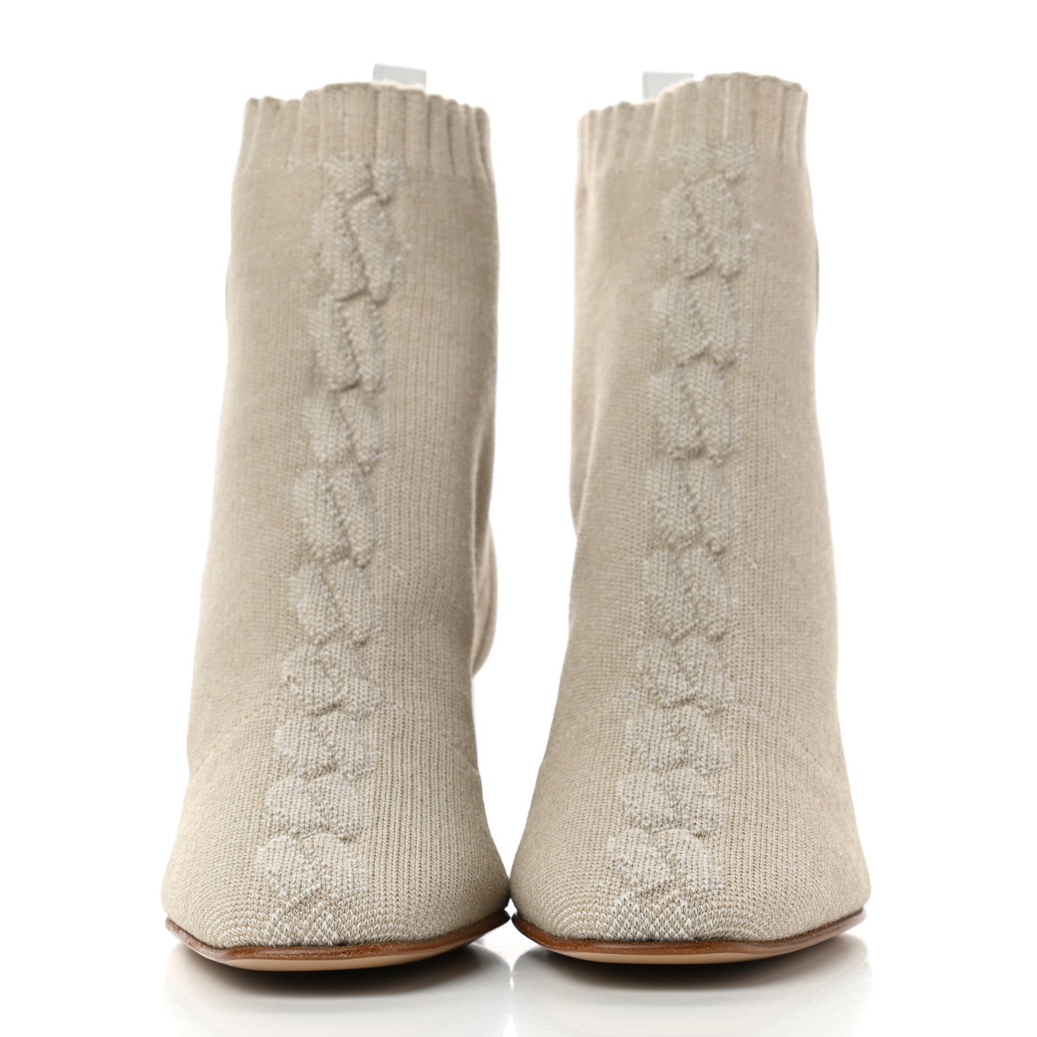 Hermes Knit Calfskin Volver 60 Ankle Boots 37 Nocciola 2 of 10