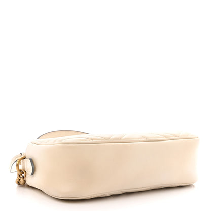Gucci Calfskin Matelasse Small GG Marmont Chain Shoulder Bag White 4 of 15
