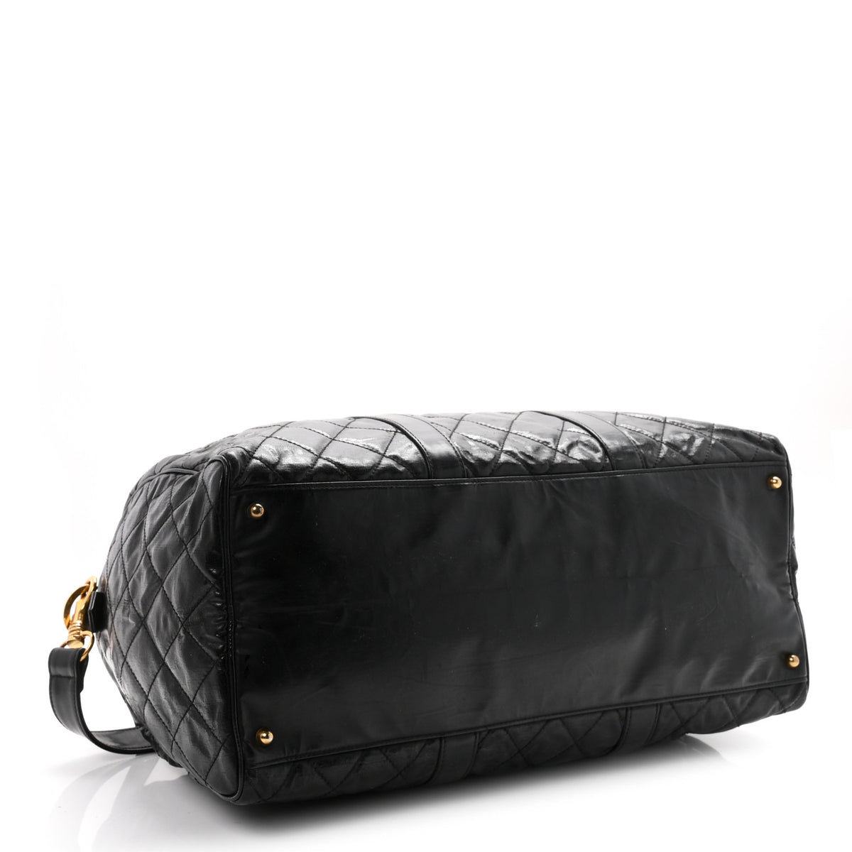 Chanel Calfskin Stitched Duffle Travel Bag Black 3 of 9