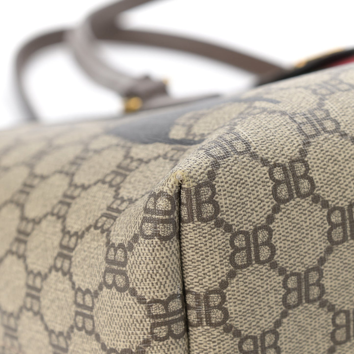 X BALENCIAGA BB Supreme Monogram Web Graffiti Medium Ophidia Shopping Tote Beige New Acero