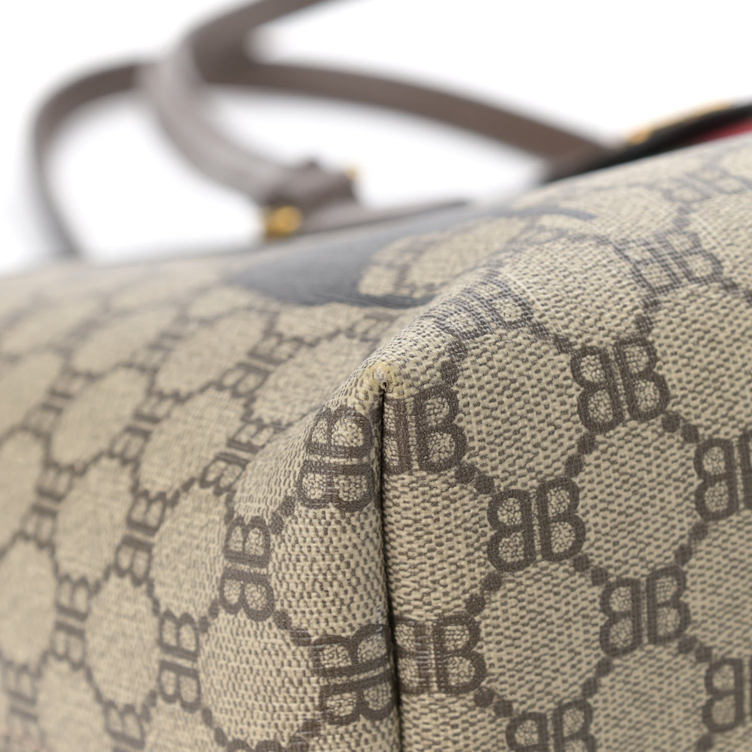 Gucci X BALENCIAGA BB Supreme Monogram Web Graffiti Medium Ophidia Shopping Tote Beige New Acero 9 of 19