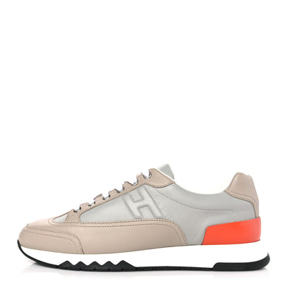 Hermes Calfskin Womens Trail Sneakers 37.5 Beige Rose Gris Brume 1 of 9