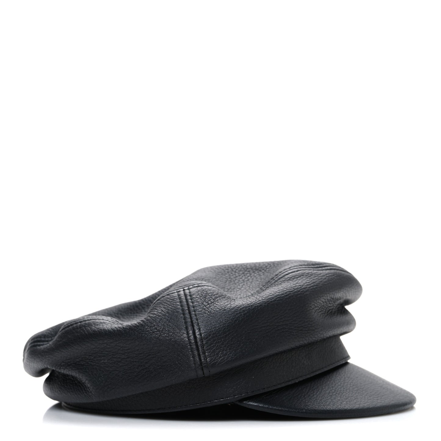 Calfskin Newsboy Hat M Black