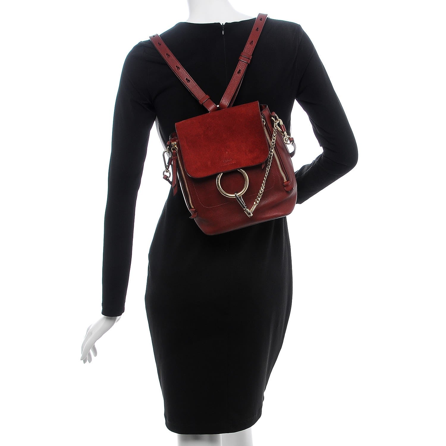 Chloe Suede Calfskin Small Faye Backpack Sienna Red 2 of 14