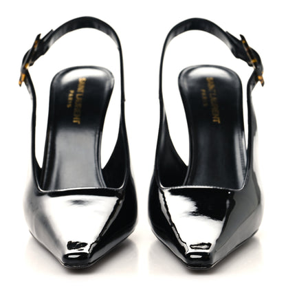 Saint Laurent Vernice Gloss Dune 110 Slingback Pumps 40 Black 3 of 11